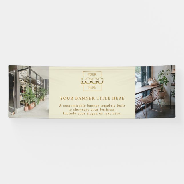 Modern Minimalist Beige Custom Business Logo  Banner (Horizontal)