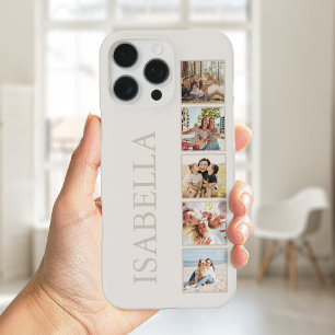 Modern Minimalist Beige Custom Photo Monogram iPhone 16 Pro Max Case