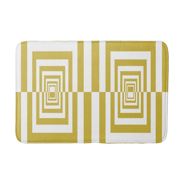 Modern Minimalist Beige Geometric  Bath Mat (Front)