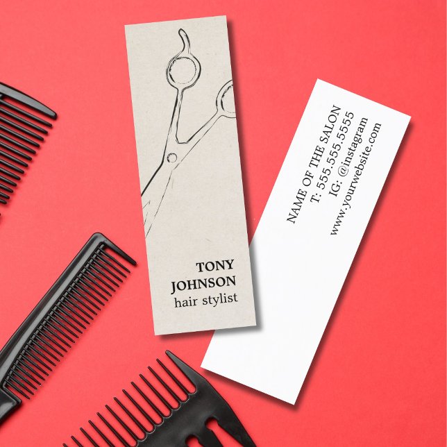 Modern Minimalist Beige Hair Stylist Mini Business Card (Creator Uploaded)