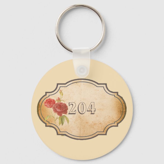 Modern Minimalist Beige Old Clock Personalised Key Key Ring (Front)