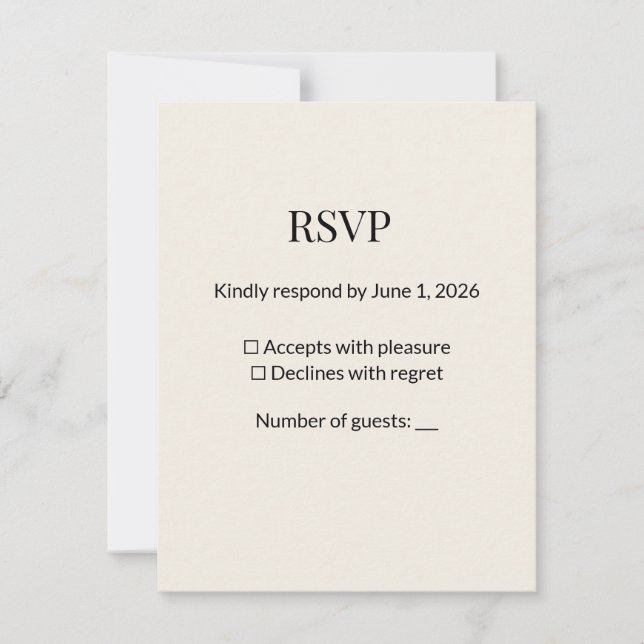 Modern Minimalist Beige RSVP Card Template (Front)