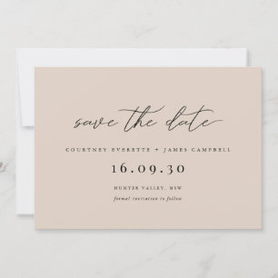 Modern minimalist beige save the date invitation