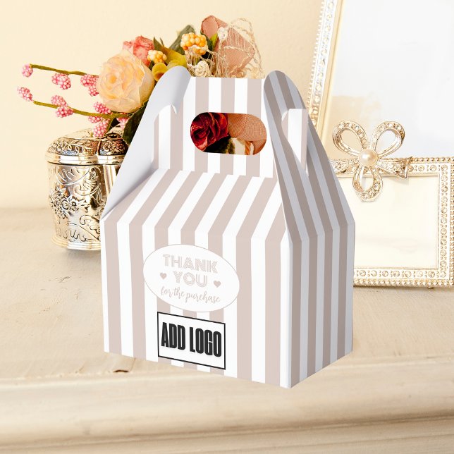 Modern Minimalist Beige Stripes Business Logo  Favour Box (Creator Uploaded)