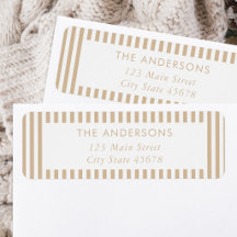 Modern Minimalist Beige Stripes Return Address