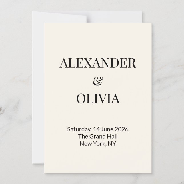 Modern Minimalist Beige Wedding Invitation (Front)