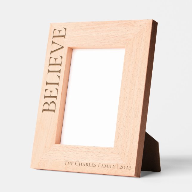 Modern Minimalist Believe Christmas Laser  Etched Frames (Left)
