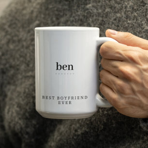 Modern Minimalist Best Boyfriend Ever Personalised Two-Tone Coffee Mug