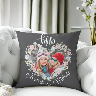 Modern Minimalist Best Friends BFF Photo Cushion