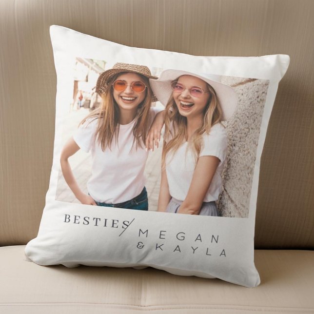 Modern Minimalist Best Friends BFF Photo Cushion (Creator Uploaded)
