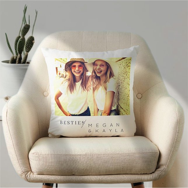 Modern Minimalist Best Friends BFF Photo Cushion (Creator Uploaded)
