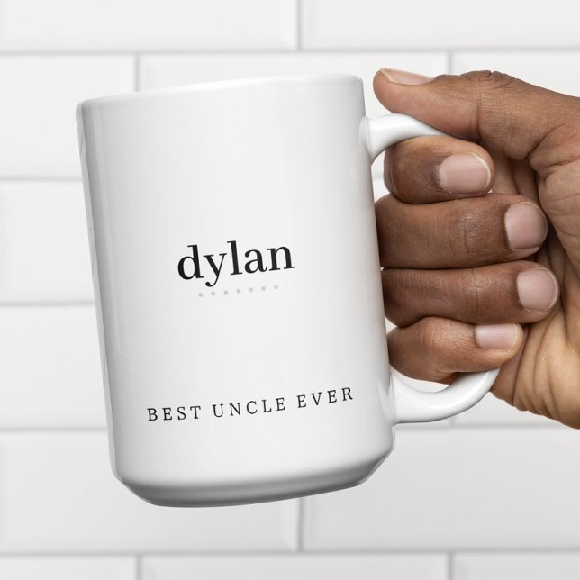 Modern Minimalist Best Uncle Ever Personalised Two-Tone Coffee Mug (Creator Uploaded)