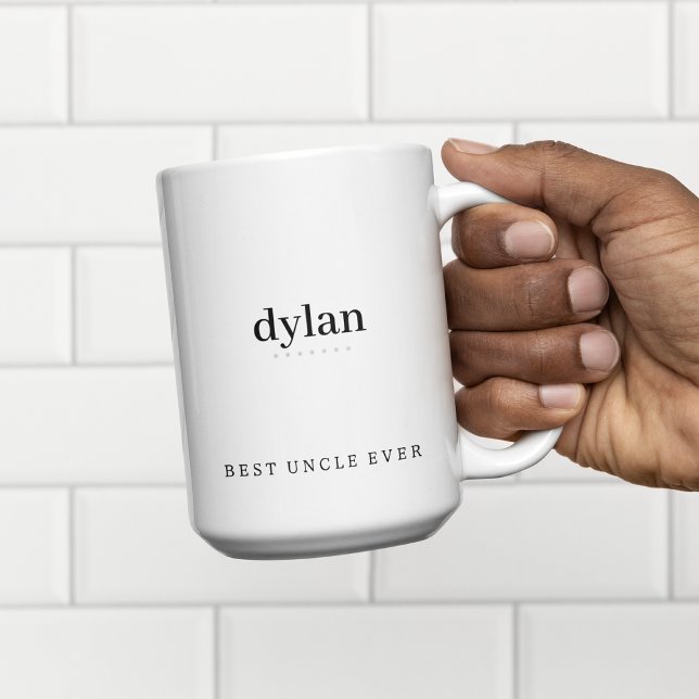 Modern Minimalist Best Uncle Ever Personalised Two-Tone Coffee Mug (Creator Uploaded)
