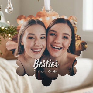 Modern Minimalist Bestie BFF Friend Photo Ornament