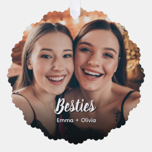 Modern Minimalist Besties BFF Photo Ornament