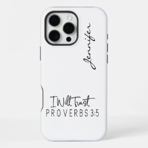 Modern Minimalist Bible Verse Proverbs 3:5 iPhone 16 Pro Max Case