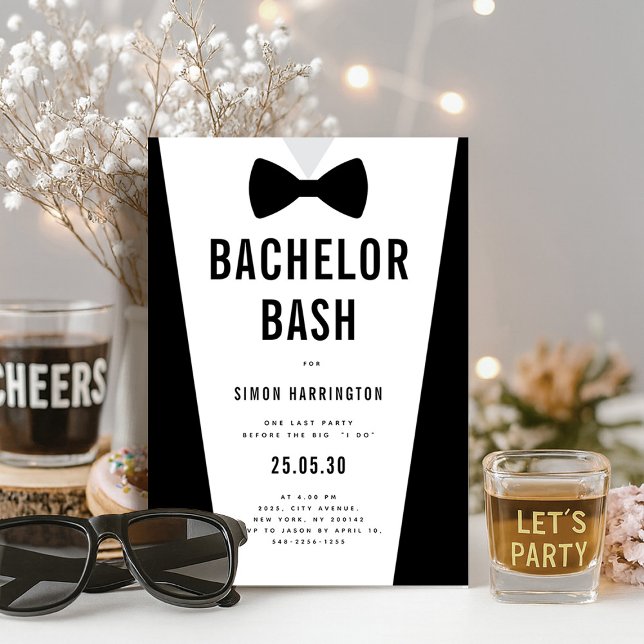 Modern Minimalist Big Bold Bachelor Bash Party Invitation (Modern Minimalist Big Bold Bachelor Bash Party Invitation)