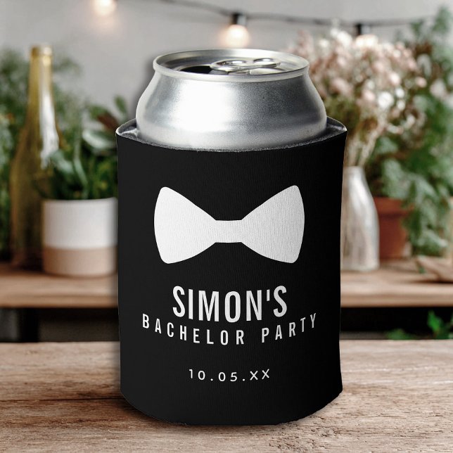 Modern Minimalist Big Bold Black Bachelor Party Can Cooler (Modern Minimalist Big Bold Black Bachelor Party Can Cooler)