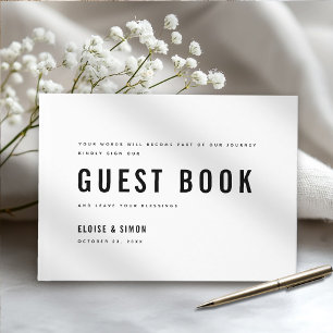 Modern Minimalist Big Bold Monogram Chic Wedding Guest Book