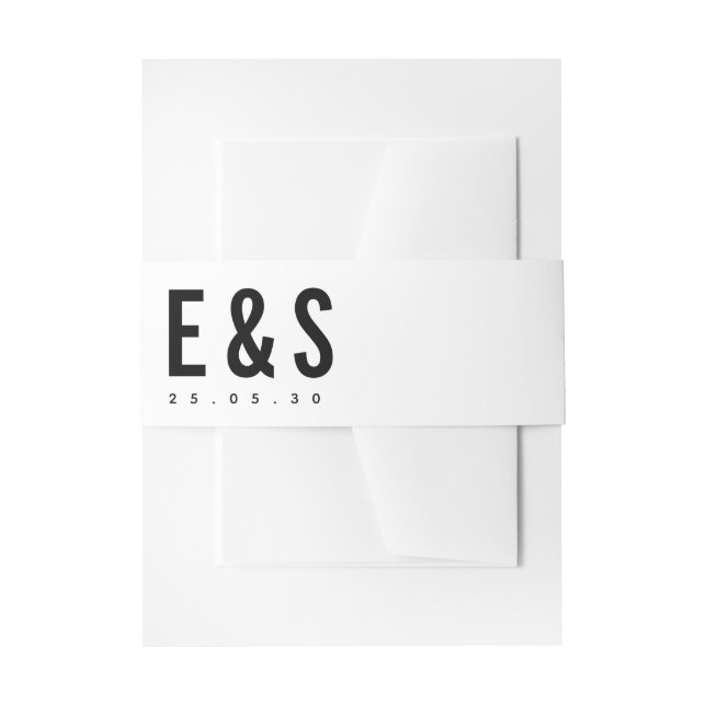Modern Minimalist Big Bold Monogram Chic Wedding Invitation Belly Band (Front Example)