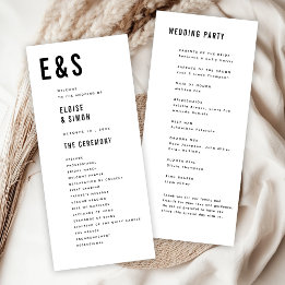 Modern Minimalist Big Bold Monogram Chic Wedding Program