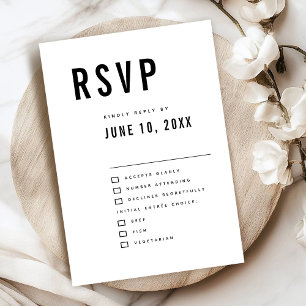 Modern Minimalist Big Bold Monogram Chic Wedding   RSVP Card