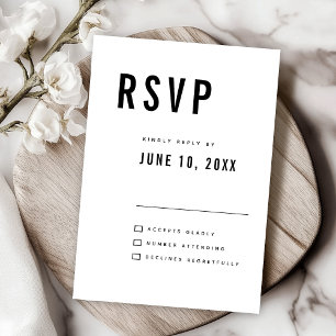 Modern Minimalist Big Bold Monogram Chic Wedding   RSVP Card