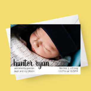 Modern Minimalist Birth Announcement Card