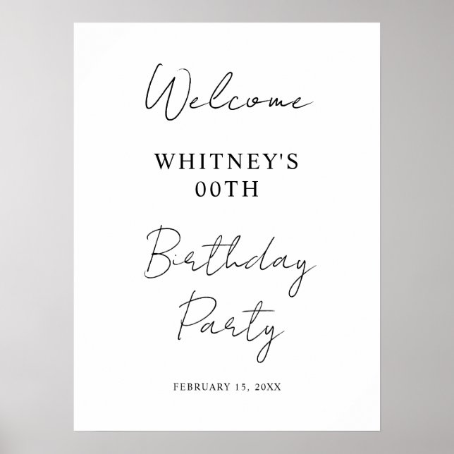 Modern Minimalist Birthday Party Poster (Front)