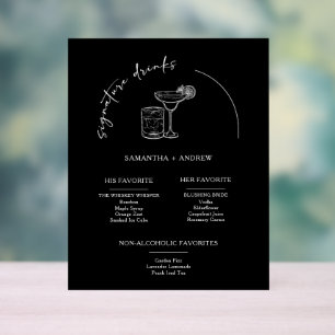 Modern Minimalist Black Acrylic Drink Menu Card Sign