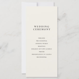 Modern Minimalist Black and Ecru Wedding Program