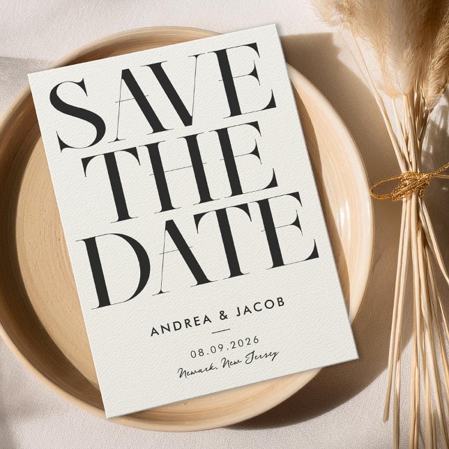 Modern Minimalist Black and EcruChic Wedding Save The Date (Creator Uploaded)