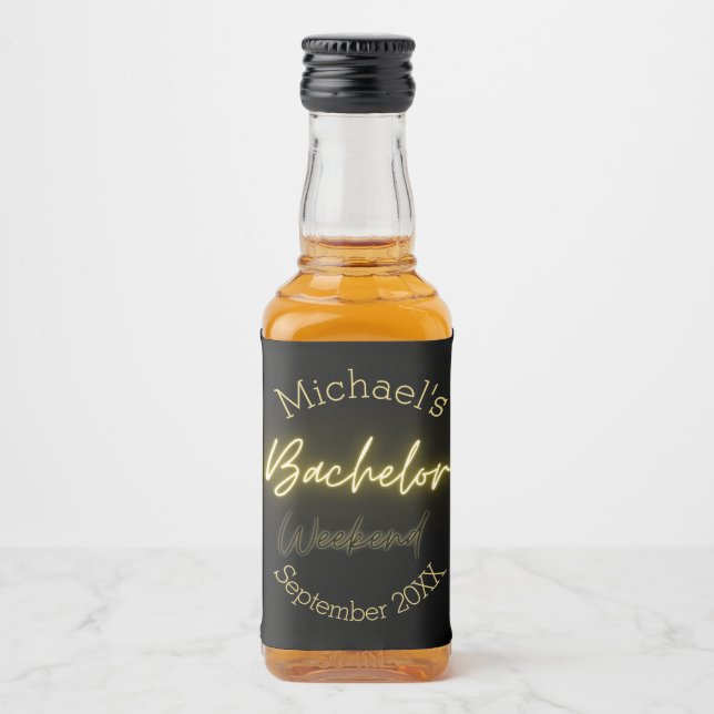 Modern Minimalist Black and Gold Bachelor Party  Liquor Bottle Label (Front)