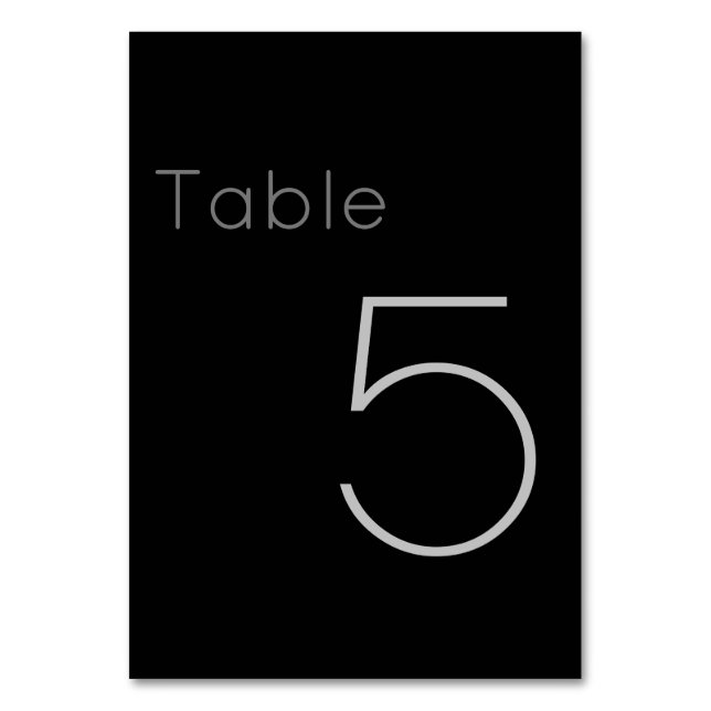 Modern Minimalist Black and Grey Table Number (Front)