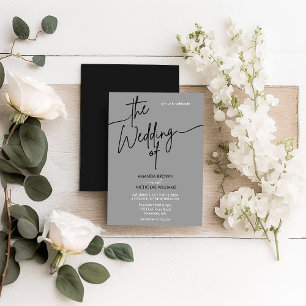 Modern Minimalist Black and Grey Wedding Invitation