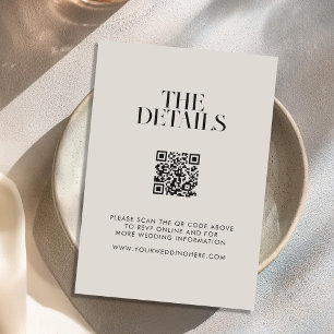 Modern Minimalist Black and Ivory Chic Wedding Enclosure Card