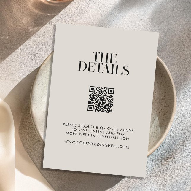 Modern Minimalist Black and Ivory Chic Wedding Enclosure Card (Creator Uploaded)