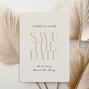 Modern Minimalist Black and Ivory Chic Wedding Save The Date