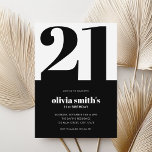 Modern Minimalist Black and White 21st Birthday Invitation<br><div class="desc">Modern minimalist 21st birthday invitation featuring simple design with elegant chic typography in black and white colour.</div>