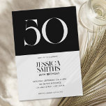 Modern Minimalist Black and White 50th Birthday Invitation<br><div class="desc">Modern minimalist 50th birthday invitation featuring simple design with elegant chic typography in black and white colour.</div>