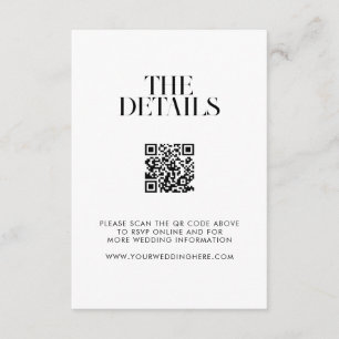 Modern Minimalist Black and White Chic Wedding Enclosure Card