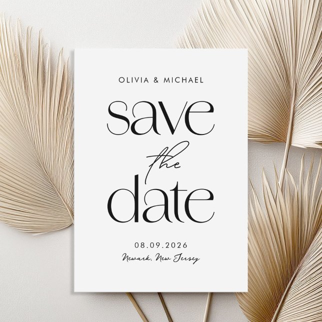 Modern Minimalist Black and White Chic Wedding Save The Date (Creator Uploaded)