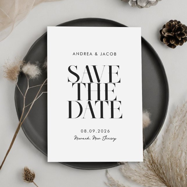 Modern Minimalist Black and White Chic Wedding Save The Date (Creator Uploaded)