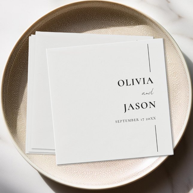 Modern Minimalist Black and White Custom Wedding Napkin (Creator Uploaded)