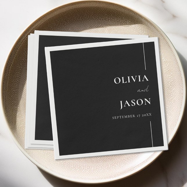 Modern Minimalist Black and White Custom Wedding Napkin (Creator Uploaded)