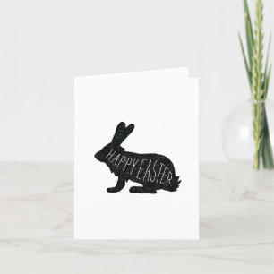 Modern Minimalist Black and White Easter Bunny Holiday Card