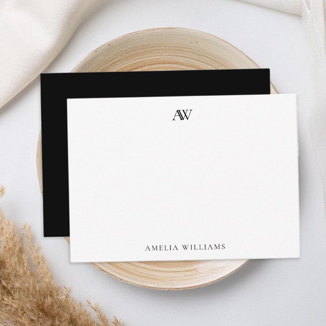 Modern Minimalist Black and White Elegant Monogram Card (Creator Uploaded)