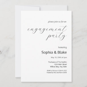 Modern Minimalist Black and White Engagement Party Invitation