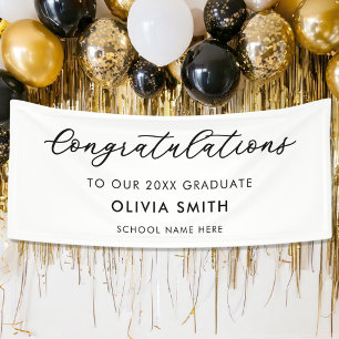 Modern Minimalist Black and White Graduation Banner