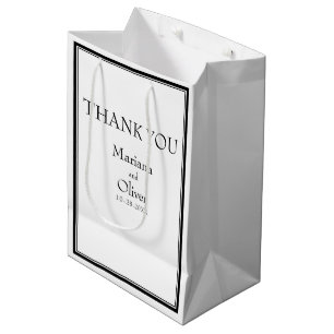 Modern Minimalist Black and White Medium Gift Bag